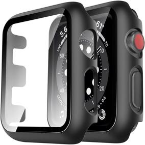 img 4 attached to 📱 Набор из 2 чехлов для Apple Watch Series 3 2 1 38 мм - Полная защита с защитным стеклом и тонким бампером - Чувствительный к прикосновениям и стильный. Черный