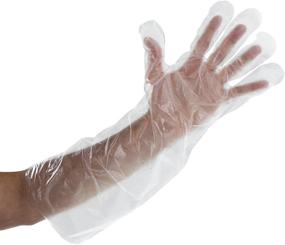 img 2 attached to 🧤 High-quality, Long 21.5 Inch Royal Elbow Disposable Poly Gloves - Box of 100