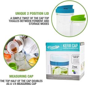 img 1 attached to 🥛 Kefir Caps for Wide Mouth Mason Jars - Live Culture Grains Strainer - Home Fermentation Starter Kit - 2 Pack by Masontops