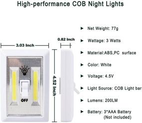 img 3 attached to 6-Pack Super Bright Switch-Battery Operated LED Night Lights with COB LED Technology – Cordless Light Switch for Under Cabinet, Shed, Kitchen, Garage, Basement, and More – Wall Mountable, Touch Activated