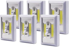 img 4 attached to 6-Pack Super Bright Switch-Battery Operated LED Night Lights with COB LED Technology – Cordless Light Switch for Under Cabinet, Shed, Kitchen, Garage, Basement, and More – Wall Mountable, Touch Activated