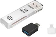 📲 high speed usb 3.0 multiple slots portable card reader with otg type-c &amp; micro-usb adapter bundle: ideal for android, windows, mac, macbook, picture frame, raspberry pi, surface tablet & pc logo