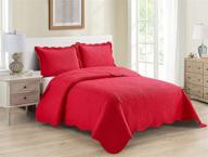 🏠 new home collection luxury embossed red bedspread set - 3pc full/queen over size, light weight logo