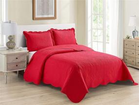 img 2 attached to 🏠 New Home Collection Luxury Embossed Red Bedspread Set - 3pc Full/Queen Over Size, Light Weight