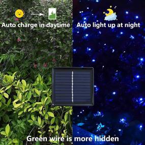 img 1 attached to 🌞 Blue Solar Net Lights Outdoor Mesh Lights: 204 LED Christmas Lights - Waterproof, 8 Modes, Solar Powered Tree Wrap Lights for Fence, Garden, Yard, Bushes, Trunk | 9.8ft x 6.6ft | Halloween Decor