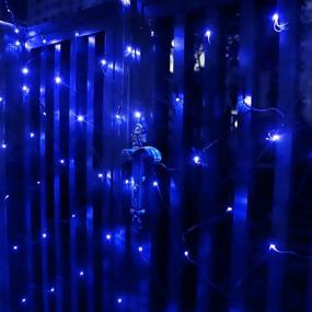 img 2 attached to 🌞 Blue Solar Net Lights Outdoor Mesh Lights: 204 LED Christmas Lights - Waterproof, 8 Modes, Solar Powered Tree Wrap Lights for Fence, Garden, Yard, Bushes, Trunk | 9.8ft x 6.6ft | Halloween Decor