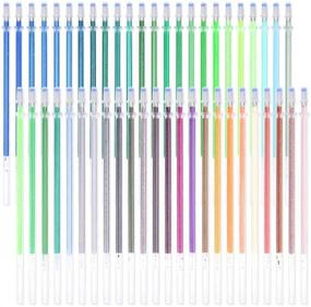 img 4 attached to Gel Pen Refills Set - 48 Vibrant Colors, Including Green and Earth Tones. Ideal for Adult Coloring Books, Craft Markers, Scrapbooking, Painting, Writing, Art, and Drawing. No Duplicate Shades.