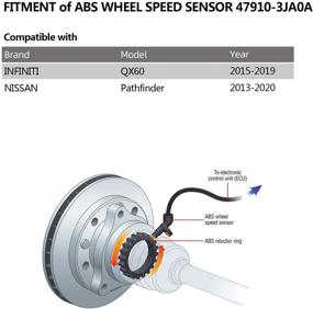 img 3 attached to Premium Front ABS Wheel Speed Sensor 479103JA0A: Compatible with Nissan Pathfinder & Infiniti QX60; ALS2605, 47910-3JA0A/B