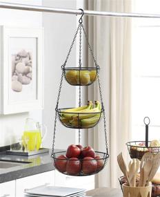 img 2 attached to 🍎 3 Tier Hanging Fruit Basket with Black Coating by SunnyPoint