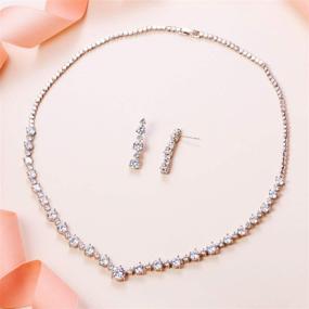 img 2 attached to Glistening Wedding Bridal Jewelry Set: EVER FAITH Women's Round Zircon CZ Necklace Earrings