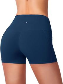img 2 attached to 🩳 High-Waist Yoga Shorts for Women with Side Pockets – Tummy Control, Running, Gym, Workout, and Biker Shorts – 8" / 3" Length