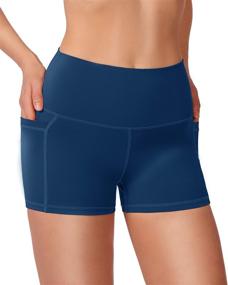 img 3 attached to 🩳 High-Waist Yoga Shorts for Women with Side Pockets – Tummy Control, Running, Gym, Workout, and Biker Shorts – 8" / 3" Length