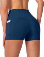 🩳 high-waist yoga shorts for women with side pockets – tummy control, running, gym, workout, and biker shorts – 8" / 3" length logo