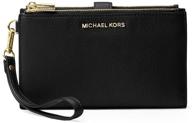 💼 stylish and functional: michael kors adele double-zip wristlet 7+ black one size - perfect for on-the-go accessories! logo