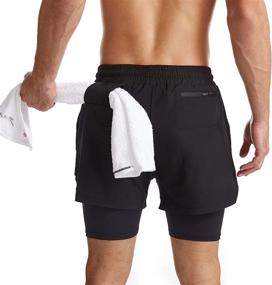 img 3 attached to 🩳 Surenow Men's 2-in-1 Quick Dry Athletic Running Shorts with Liner, Workout Shorts Featuring Zipper Pockets and Convenient Towel Loop