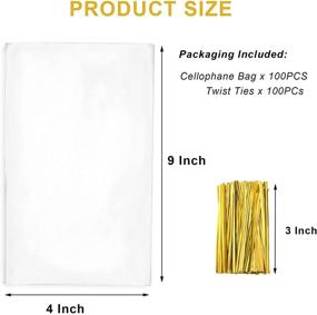 img 3 attached to 🎁 100-Pack of Clear Cellophane Treat Bags, 4x9 Inches with Twist Ties: Premium Quality for Gifting & Packaging