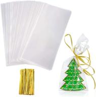 🎁 100-pack of clear cellophane treat bags, 4x9 inches with twist ties: premium quality for gifting & packaging logo
