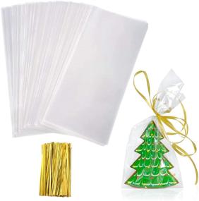 img 4 attached to 🎁 100-Pack of Clear Cellophane Treat Bags, 4x9 Inches with Twist Ties: Premium Quality for Gifting & Packaging