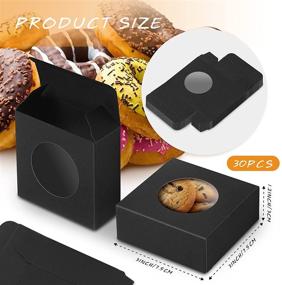 img 3 attached to 📦 30 штук мини-коробочек из крафт-бумаги с прозрачными окнами - подарочные коробочки из крафт-картона для печенья, торта, конфет - самодельные подарки на свадьбу - 3 x 3 x 1,2 дюйма (черные)