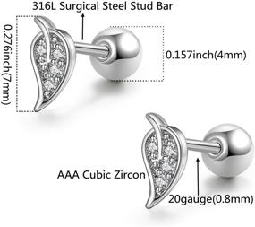 img 1 attached to 🌿 20G Surgical Steel CZ Leaf Cartilage Helix Auricle Tragus Piercing Earrings by Candyfancy for a Comfortable Sleeper Experience