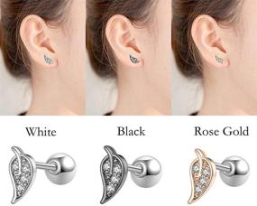 img 3 attached to 🌿 20G Surgical Steel CZ Leaf Cartilage Helix Auricle Tragus Piercing Earrings by Candyfancy for a Comfortable Sleeper Experience