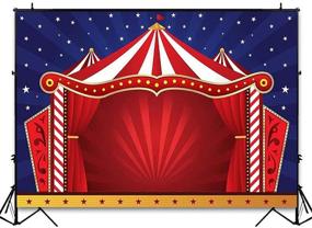 img 1 attached to COMOPHOTO Glitter Stars Carnival Red Tent Photography Backdrop for Circus-themed Kids Birthday Party, Baby Shower – 7x5ft Banner Decor Background for Pictures