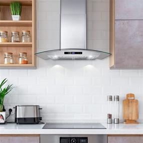 img 3 attached to 🔥 Cosmo 30-Inch Stainless Steel Wall Mount Range Hood with Ducted Exhaust Vent, 3 Speed Fan, Soft Touch Controls, Tempered Glass, and Permanent Filters - Model 668WRCS75