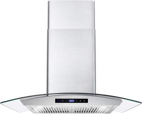 img 4 attached to 🔥 Cosmo 30-Inch Stainless Steel Wall Mount Range Hood with Ducted Exhaust Vent, 3 Speed Fan, Soft Touch Controls, Tempered Glass, and Permanent Filters - Model 668WRCS75