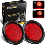 🚦 partsam 4" round super bright 40 led diodes stop tail turn brake lights for trucks trailers rv boat - waterproof, rubber mount - red assembly logo