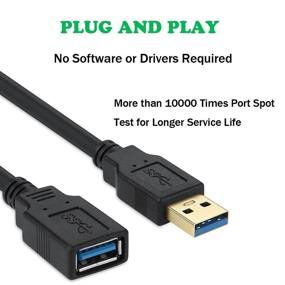 img 1 attached to 💻 Удлинительный кабель WestCowboy USB 3.0 длиной 15 футов - SuperSpeed A Male к A Female для Paystation, Xbox, жесткий диск, флеш-накопитель USB, мышь, клавиатура, карт-ридер и другие устройства (черный)