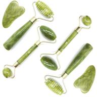 🧖 6pcs gua sha sets with 4 pack jade roller facial ridged roller kits and 2 gua sha scraping massage tools – anti-aging and wrinkle reduction for face, eye, neck, and body, perfect for lymphatic massage logo