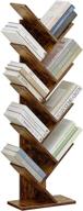 📚 9-tier rustic brown tree bookshelf for living room, home, and office: herdsnails floor standing storage rack for cd's, movies, and books logo