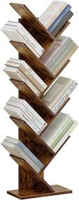 img 4 attached to 📚 9-Tier Rustic Brown Tree Bookshelf for Living Room, Home, and Office: HerdSnails Floor Standing Storage Rack for CD's, Movies, and Books