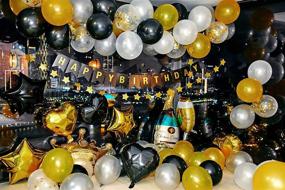 img 2 attached to Smartbean Black and Gold Birthday Party Banner Balloons Decoration: Celebrate in Style with Party Supplies and Decorations - Perfect for 30th, 40th, 50th, 60th, and 70th Birthdays!