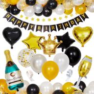 smartbean black and gold birthday party banner balloons decoration: celebrate in style with party supplies and decorations - perfect for 30th, 40th, 50th, 60th, and 70th birthdays! logo