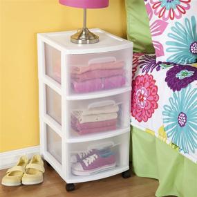 img 4 attached to 🗄️ Sterilite 28308002 3 Drawer Cart: White Frame, Clear Drawers & Black Casters - 2-Pack