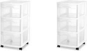 img 3 attached to 🗄️ Sterilite 28308002 3 Drawer Cart: White Frame, Clear Drawers & Black Casters - 2-Pack