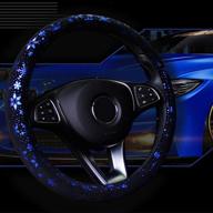 mayco bell unisex shiny snowflake anti-slip cute car steering wheel cover in blue logo
