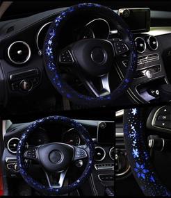 img 1 attached to Mayco Bell Unisex Shiny Snowflake Anti-Slip Cute Car Steering Wheel Cover in Blue