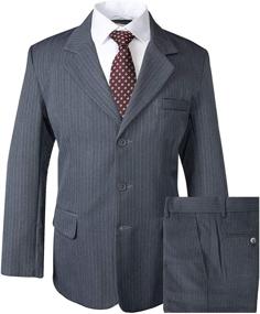 img 3 attached to 👔 Classic Style: Spring Notion Big Boys' Pinstripe Suit Set in Black