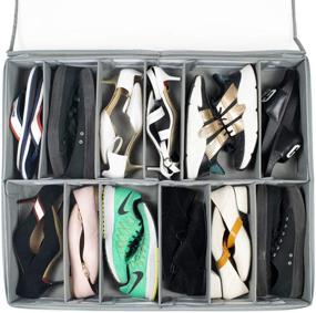 img 2 attached to 👠 storageLAB Adjustable Under Bed Shoe Storage Organizer with Dividers - Set of 2, Fits up to 24 Pairs - Ultimate Underbed Storage Solution