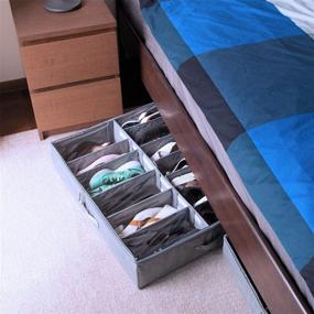 img 3 attached to 👠 storageLAB Adjustable Under Bed Shoe Storage Organizer with Dividers - Set of 2, Fits up to 24 Pairs - Ultimate Underbed Storage Solution