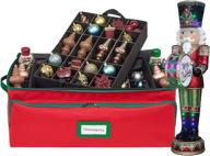 высококачественная коробка для хранения новогодних украшений - вмещает до 72 украшений диаметром 3 дюйма, + 8 боковых слотов для фигурок, шуруповертов и т. д. - износостойкий холст 600d - красный логотип