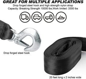 img 3 attached to 🚤 10,000 lbs Heavy Duty Trailer Winch Strap – 2 Inch x 20 Feet, Hook Included – Ideal for Boats, Jet Skis – High Load Capacity, Black (1 Pack)