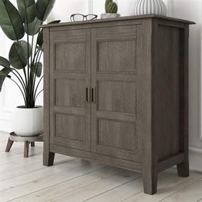 img 3 attached to 🏠 SimpliHome Burlington Farmhouse Grey Low Storage Cabinet - 30 inch Wide Solid Wood, Traditional Design with 2 Doors and 2 Adjustable Shelves