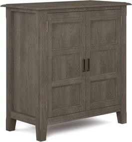 img 4 attached to 🏠 SimpliHome Burlington Farmhouse Grey Low Storage Cabinet - 30 inch Wide Solid Wood, Traditional Design with 2 Doors and 2 Adjustable Shelves