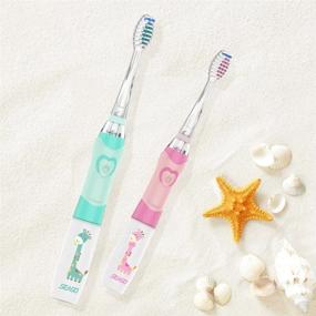 img 3 attached to SEAGO Kids Electric Sonic Toothbrush with Smart Timer and Waterproof Replaceable Deep 🦷 Clean - Battery Powered Soft Tooth Brush for Kids (Age of 3+), Travel-friendly (977Pink)