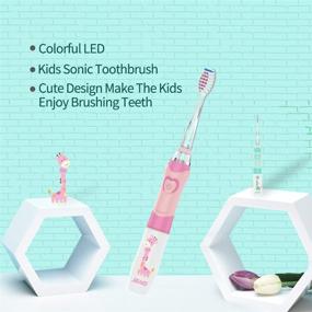 img 2 attached to SEAGO Kids Electric Sonic Toothbrush with Smart Timer and Waterproof Replaceable Deep 🦷 Clean - Battery Powered Soft Tooth Brush for Kids (Age of 3+), Travel-friendly (977Pink)