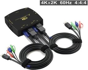 img 2 attached to 🔁 CKL DisplayPort KVM Switch 2 Port with Cables 4K@60Hz 4:4:4 321DP" - Optimized DisplayPort KVM Switch 2 Port with Cables | 4K@60Hz & 4:4:4 | CKL 321DP