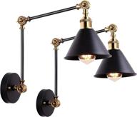 🛋️ vintage industrial swing arm wall sconces set of two - black wall lamps for bedroom, bathroom, dining room, kitchen логотип